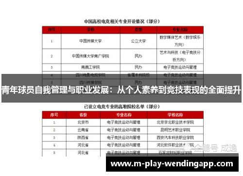 青年球员自我管理与职业发展：从个人素养到竞技表现的全面提升